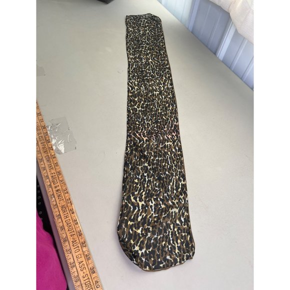 Vintage Leopard Animal Print Rectangle Scarf Lightweight Neck Wrap Tan & Black - Picture 3 of 4